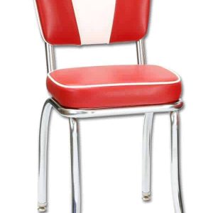 Chaise de restaurant americain vintage rouge et blanche et chaise de diner_4