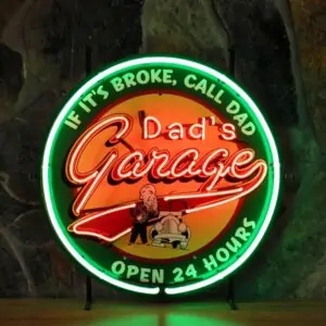 Dad's Garage neon publicitaire en verre
