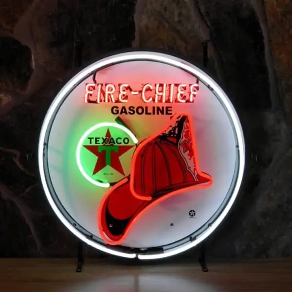 Texaco Fire Chief neon publicitaire en verre