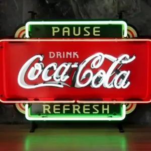 Coca-Cola fifties pause refresh neon publicitaire en verre