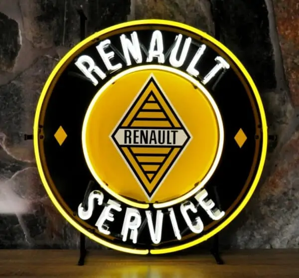 Renault service neon publicitaire en verre