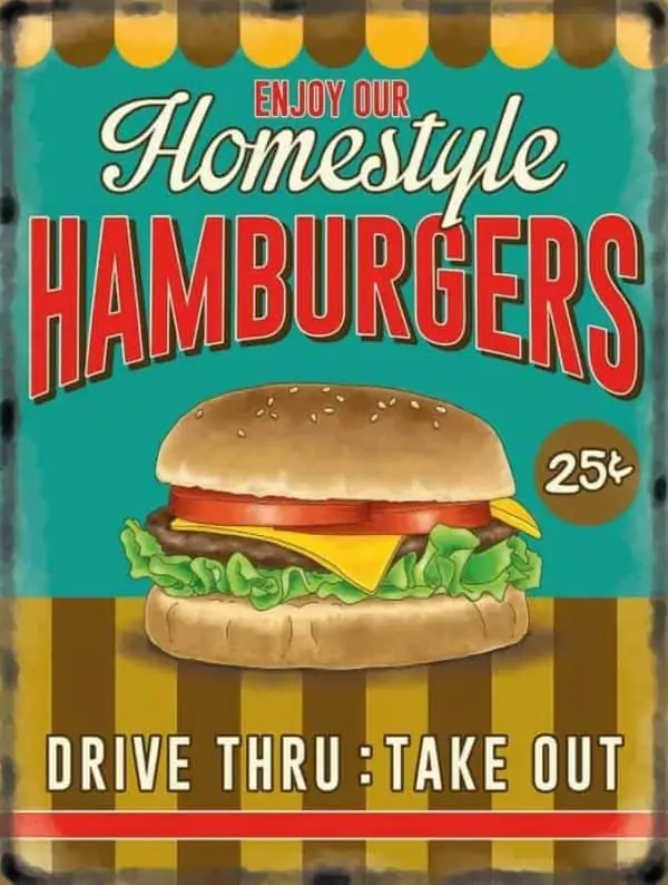 Plaque publicitaire de décoration murale 10086-burger