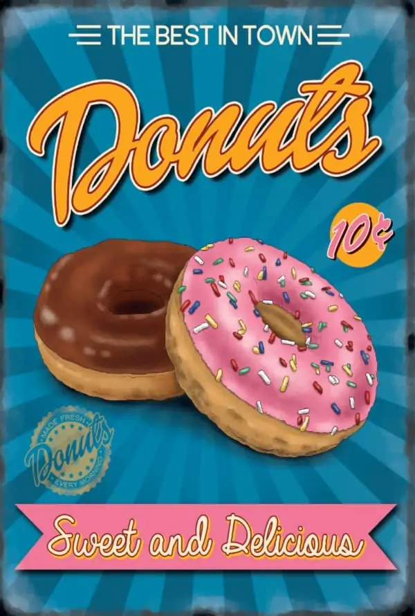 Plaque publicitaire de décoration murale 10095 Donuts