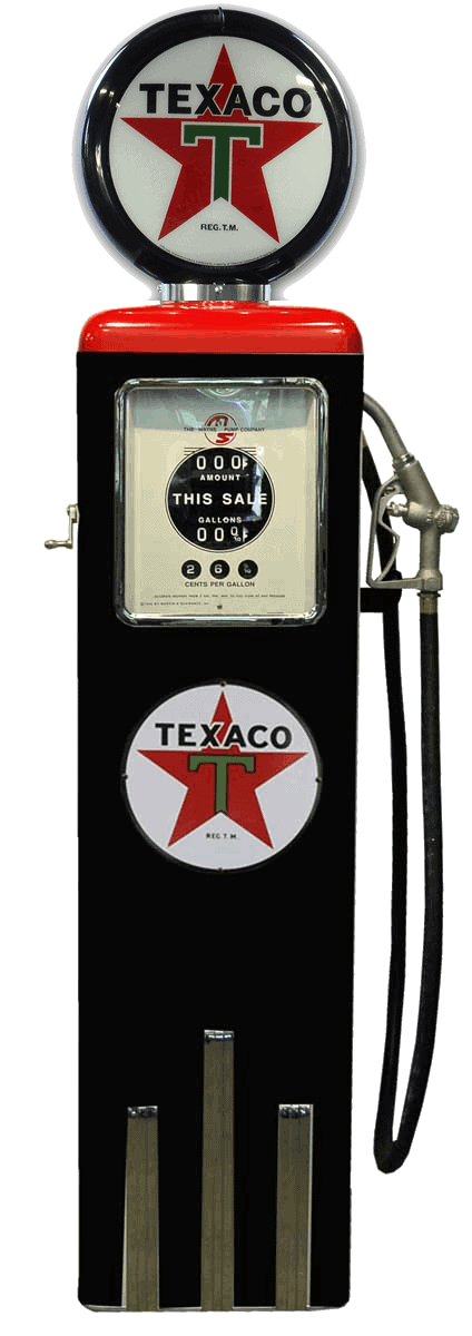Pompe à essence américaine avec opaline en verre - Texaco - Tall