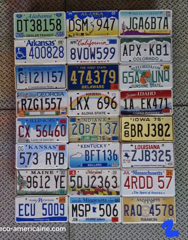 lot de plaques d'immatriculation des 50 etats américains collection complète #2