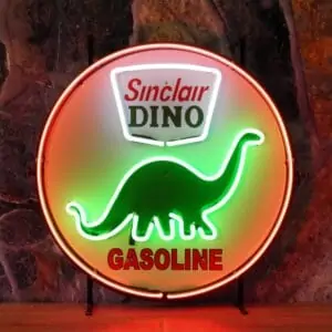 ENT 8278 Sinclair Dino neon publicitaire en verre