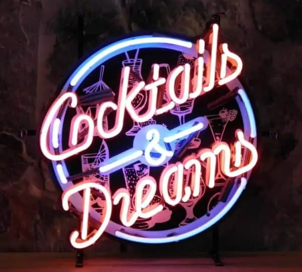 ENT 8365 Cocktails & Dreams neon publicitaire en verre
