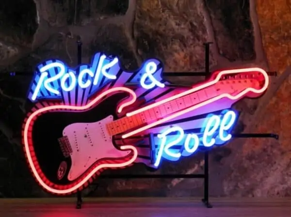 ENT 8369 Rock n Roll guitar neon publicitaire en verre