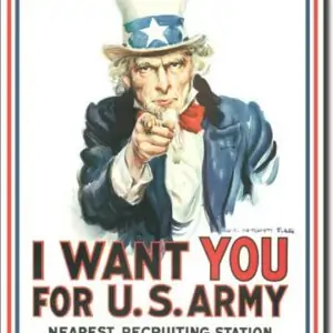 Plaque publicitaire américaine métal I want you for Us Army