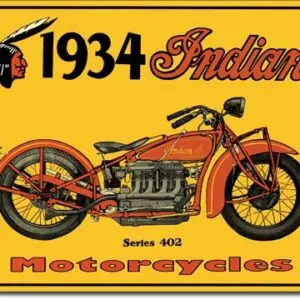 Plaque publicitaire américaine métal 1934 Indian Motor