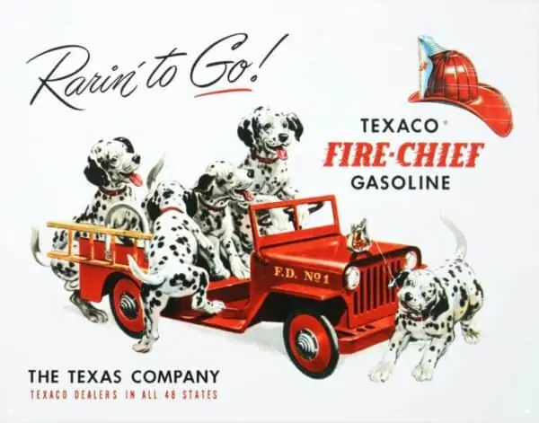 Plaque publicitaire américaine métal Texaco - Rarin' to Go