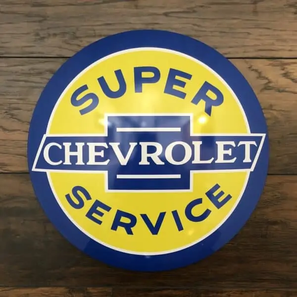 Plaque publicitaire bombée Chevrolet Super Service
