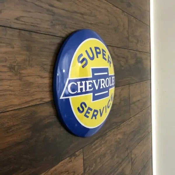 Plaque publicitaire bombée Chevrolet Super Service