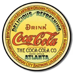 Plaque publicitaire The Coca-Cola Company - Round Keg Label