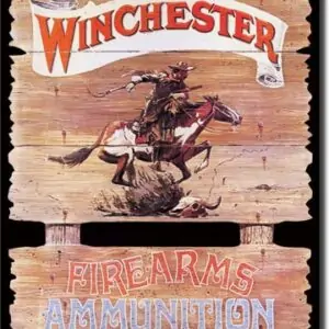 Plaque publicitaire américaine métal Winchester Express Rider
