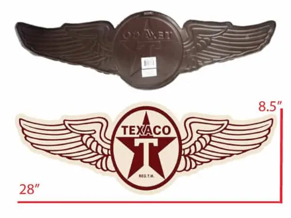 Plaque metal embossee Texaco Wings