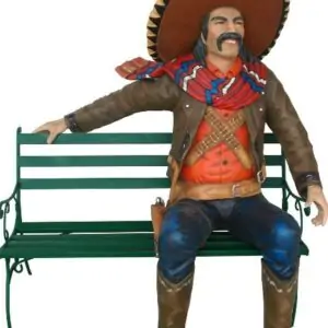 Mexicain Assis 2914 Statue Taille Reelle Mexican Cowboy