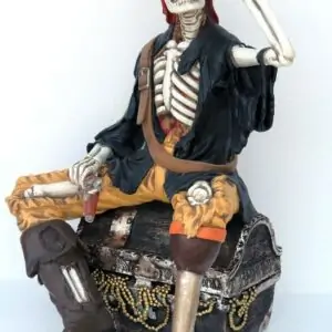Squelette Pirate Assis Sur Un TrÉsor Et Buvant A La Bouteille 1