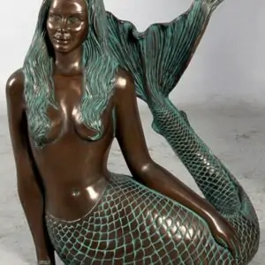 Sirene Bronze Statue Resine Et Fibre De Verre