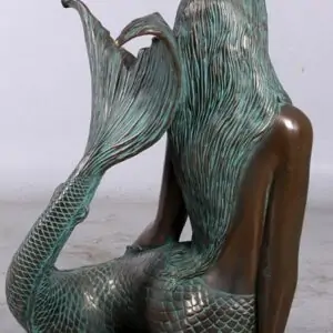 Sirene Bronze Statue Resine Et Fibre De Verre 1