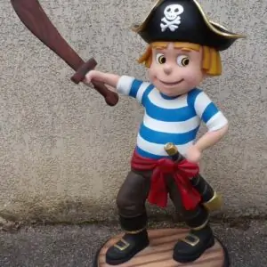 Petit garçon Pirate avec son épée, style dessin animé.