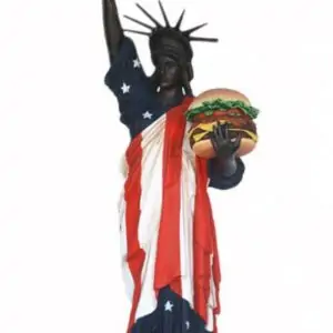 Statue De La Liberte Avec Hamburger Et Cornet De Glace Taille 2m43 Et 1m67