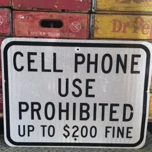 Panneau Routier Americain Cell Phone Use Prohibited 61x46cm