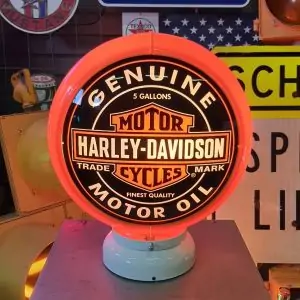globe de pompe a essence americaine de la marque harley davidson orange 1