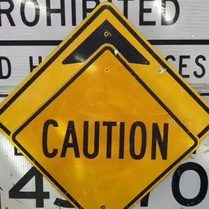 panneau de signalisation routiere americain avertissement caution 76x76cm