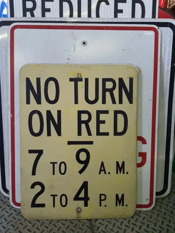 panneau de signalisation routiere americain no turn on red traffic light 61x46cm