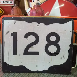 panneau de signalisation routiere americain road state 128 couleur noire 76x61cm