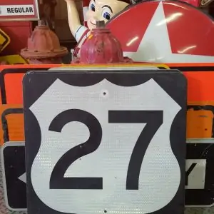 panneau de signalisation routiere americain road state 27 couleur noire 61x61cm