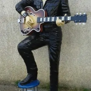 elvis 1968 avec guitare pied sur tabouret su 6624 statue grandeur nature en resine et fibre de verre statue taille reelle 1m90 achat et location lyon