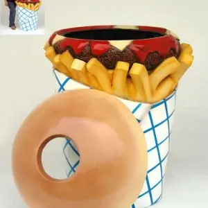 Restaurant - Statue Grande poubelle de restaurant en forme de Burger frites