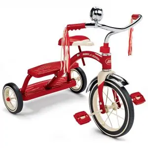 radio flyer, classic red tricycle, red