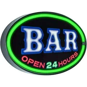159098 enseigne leds bar open 24 hours