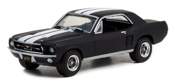 greenlight 1967 ford mustang coupe in black with white stripes creed ii