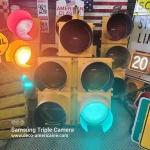 feu jaune de circulation americain 5 voies avec sequenceur h130cm 80cm x 50cm