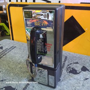 téléphone payphone américain de rue avec monnayeur et stickers originaux a