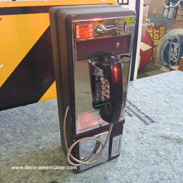 téléphone payphone américain de rue avec monnayeur et stickers originaux d (copie)