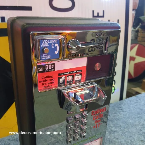 téléphone payphone américain de rue avec monnayeur et stickers sans combiné j
