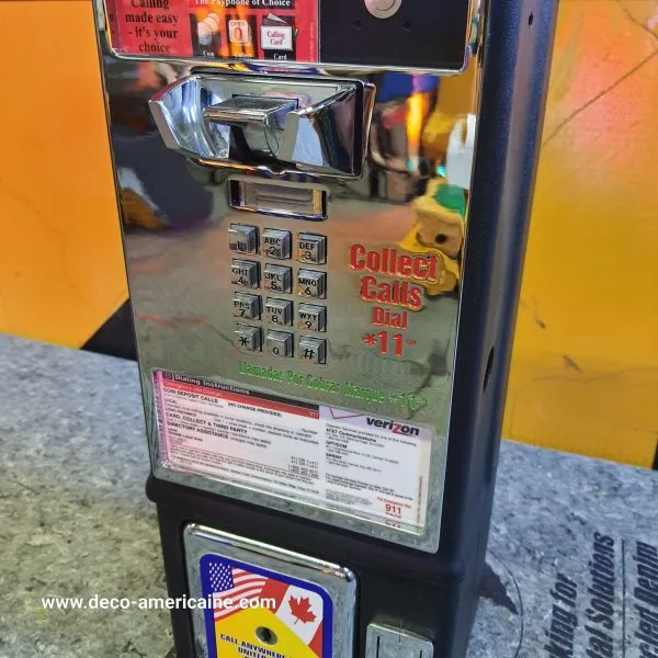 téléphone payphone américain de rue avec monnayeur et stickers sans combiné j