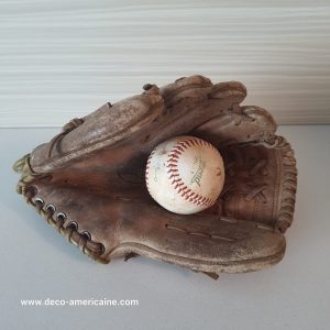 gant de baseball "epenfeld" vintage en cuir avec sa balle "officielle"