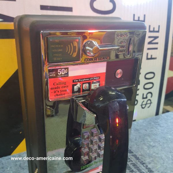 téléphone payphone américain de rue avec monnayeur et stickers ab2