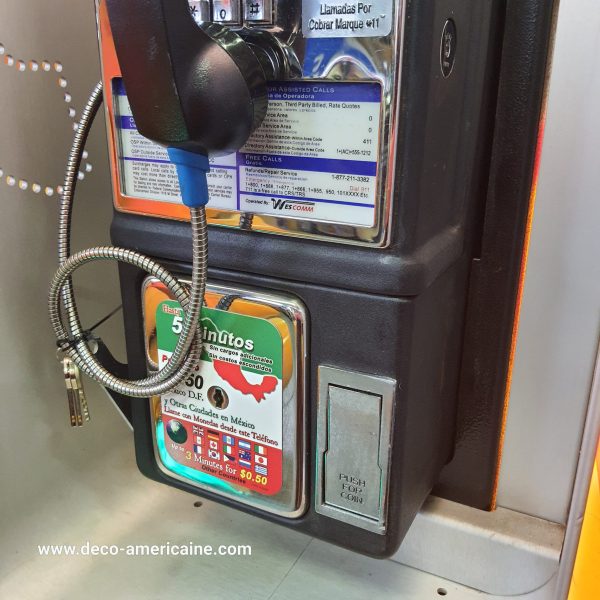 payphone vintage de rue américain authentique avec cabine provenance californie (avec les 3 clefs pour ouverture)