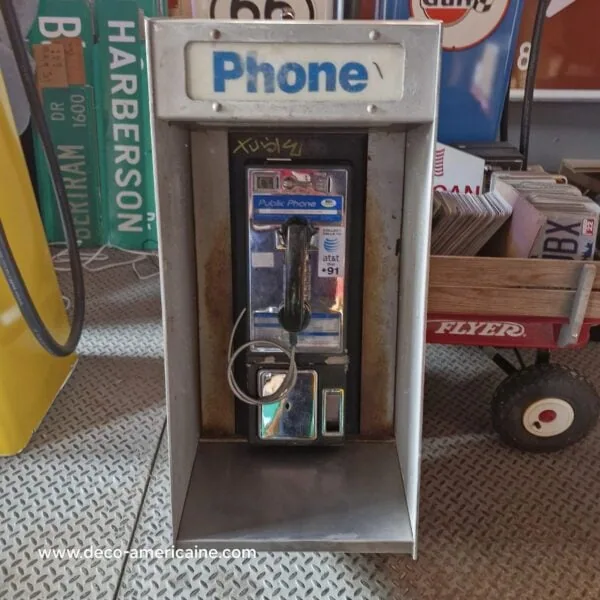 cabine murale avec payphone vintage de rue américain authentique silver "street condition" | sbc