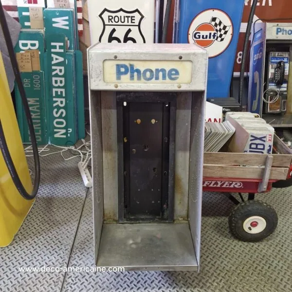 cabine murale avec payphone vintage de rue américain authentique silver "street condition" | pacific bell