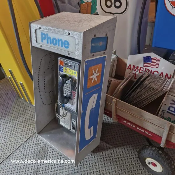 cabine murale avec payphone vintage de rue américain authentique silver "street condition" | pacific bell