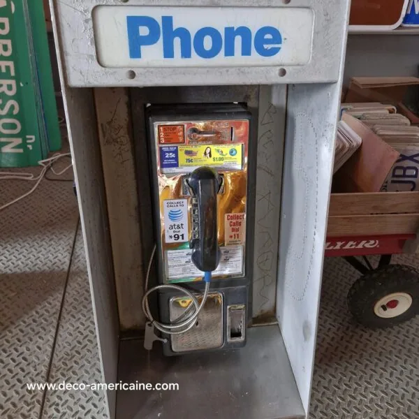 cabine murale avec payphone vintage de rue américain authentique silver "street condition" | pacific bell