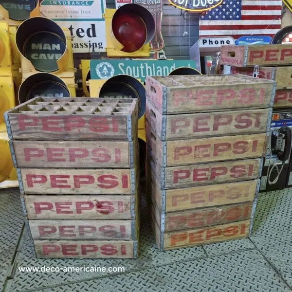 caisse en bois de transport de bouteilles de soda pepsi usa